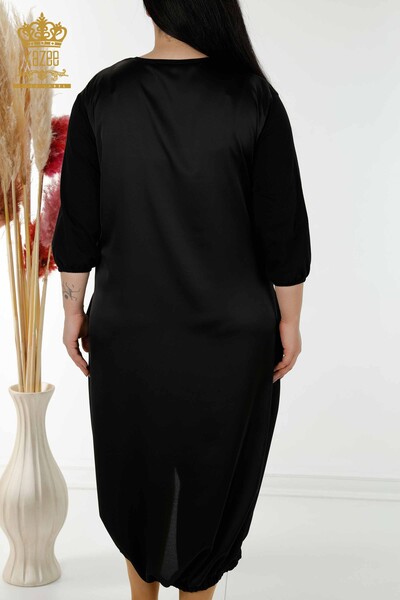 Wholesale Women's Dress With Text Detailed Black - 20331 | KAZEE - Thumbnail
