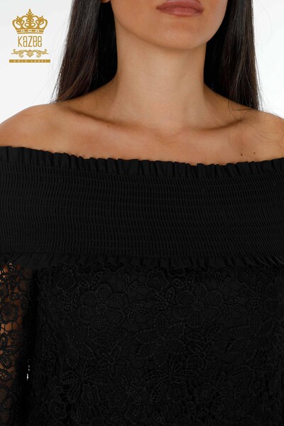 Wholesale Women's Dress Tulle Detailed Black - 17175 | KAZEE - Thumbnail