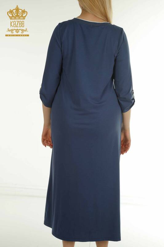Wholesale Women's Dresses with Pockets Indigo - 2403-5046 | M&T