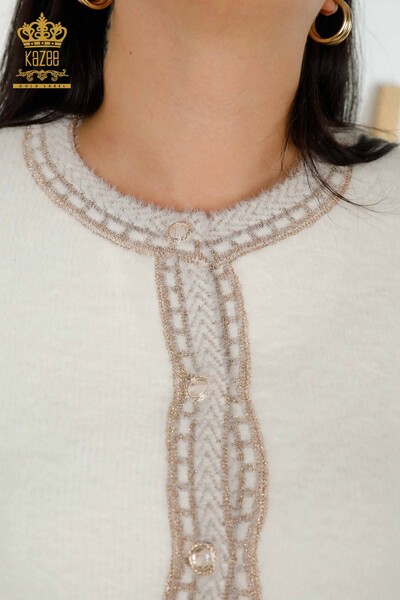 Wholesale Women's Cardigan Angora Ecru - 30183 | KAZEE - 4
