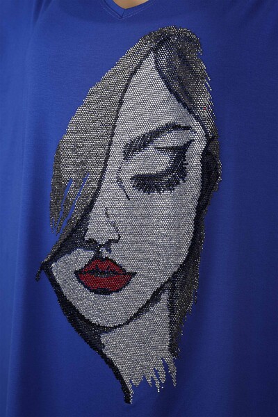 Wholesale Women's Combed Cotton Stone Embroidered Woman Figured - 77702 | KAZEE - Thumbnail