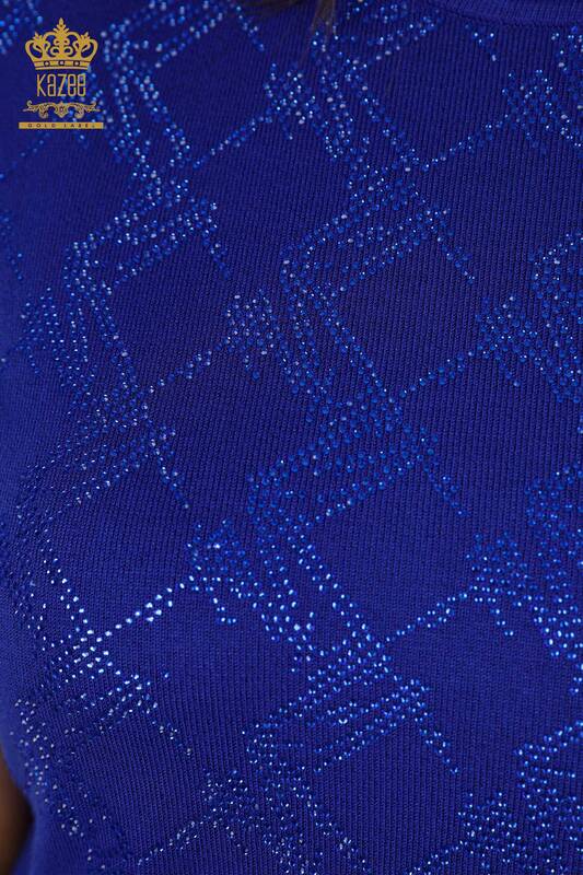 Wholesale Women's Knitwear American Model Stone Embroidered Pattern - 16710 | KAZEE
