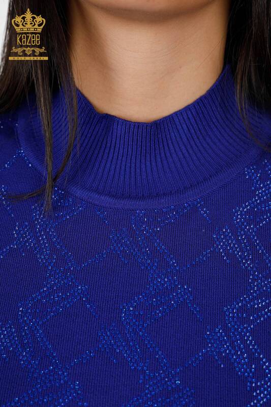 Wholesale Women's Knitwear American Model Stone Embroidered Pattern - 16710 | KAZEE