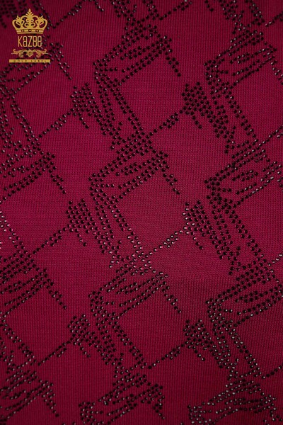 Wholesale Women's Knitwear American Model Stone Embroidered Pattern - 16710 | KAZEE - Thumbnail