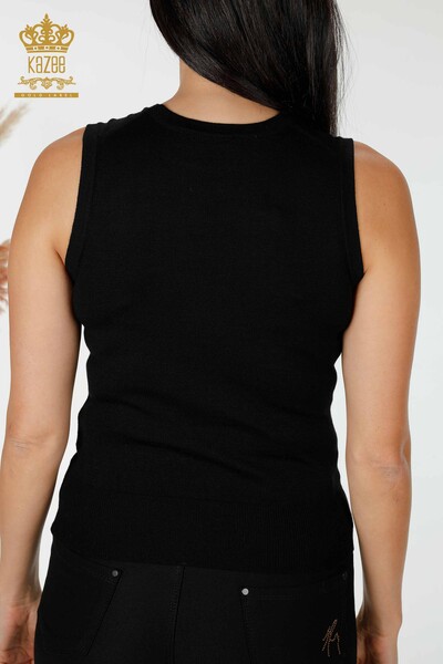 Wholesale Women's Knitwear Angel Wing Pattern Sleeveless Black - 16921 | KAZEE - 6