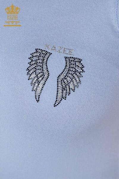 Wholesale Women's Knitwear Angel Wing Pattern Sleeveless Blue - 16921 | KAZEE - Thumbnail