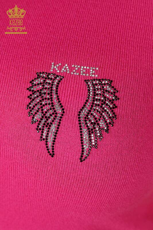 Wholesale Women's Knitwear Angel Wing Patterned Sleeveless Fuchsia - 16921 | KAZEE