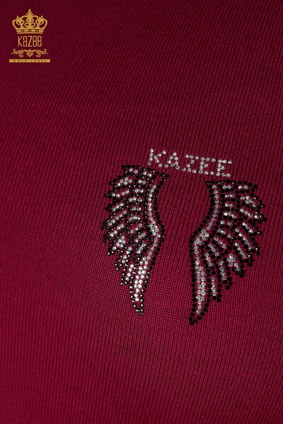 Wholesale Women's Knitwear Angel Wing Pattern Sleeveless Purple - 16921 | KAZEE - Thumbnail