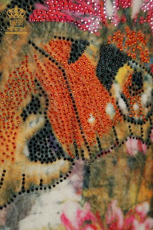 Wholesale Women's Knitwear Angora Butterfly Printed Digital - 40010 | KAZEE