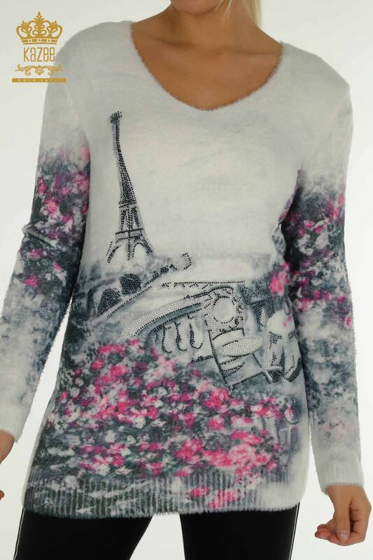 Wholesale Women's Knitwear Angora Long Sleeve Digital - 40013 | KAZEE