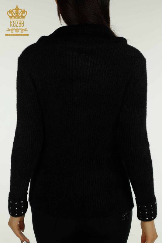 Wholesale Women's Knitwear Angora Stone Beaded Black - 30769 | KAZEE