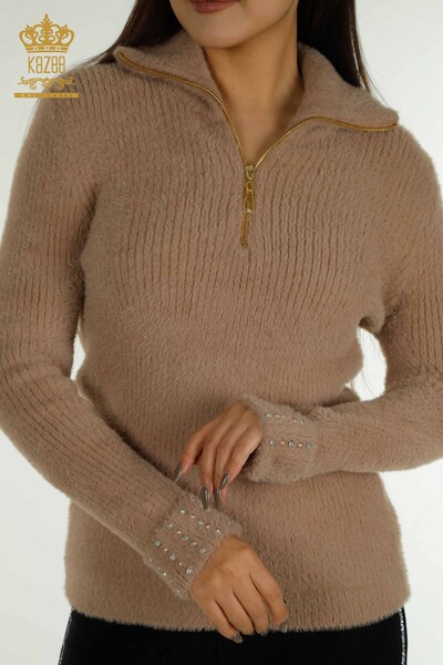 Wholesale Women's Knitwear Angora Stone Beaded Mink - 30769 | KAZEE - Thumbnail