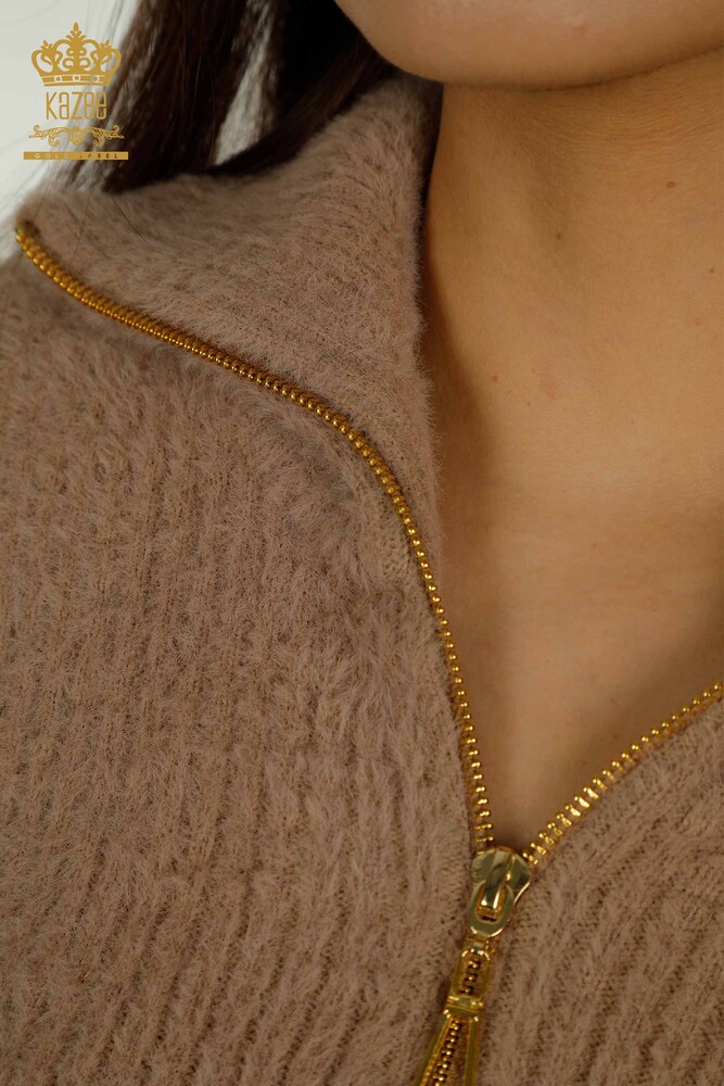 Wholesale Women's Knitwear Angora Stone Beaded Mink - 30769 | KAZEE - 5