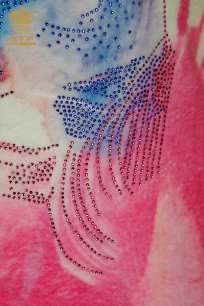 Wholesale Women's Knitwear Angora Stone Embroidered Digital - 40011 | KAZEE - Thumbnail