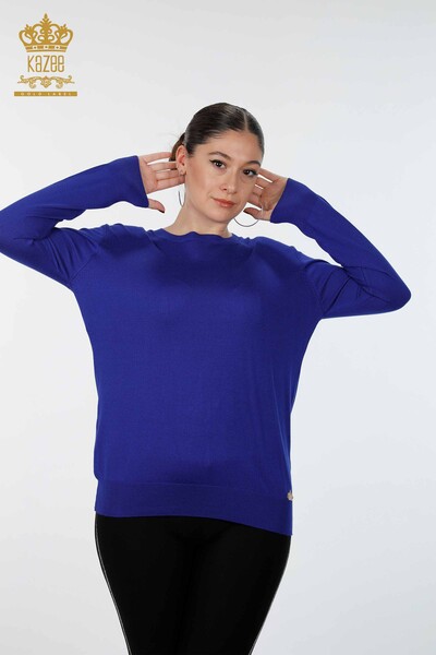Wholesale Women's Knitwear Basic Logo Long Sleeve Oversize Viscose - 16272 | KAZEE - Thumbnail