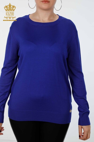 Wholesale Women's Knitwear Basic Logo Long Sleeve Oversize Viscose - 16272 | KAZEE - Thumbnail