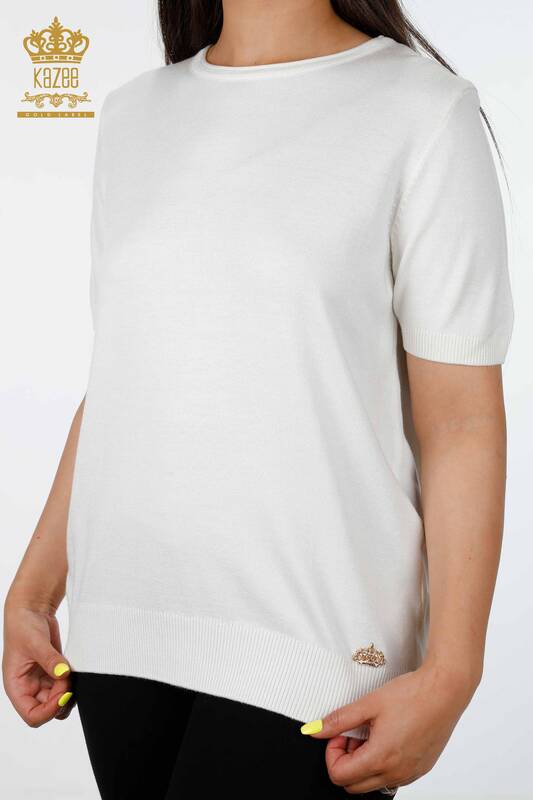 Wholesale Women's Knitwear Basic Short Sleeve Round Neck Viscose - 16271 | KAZEE