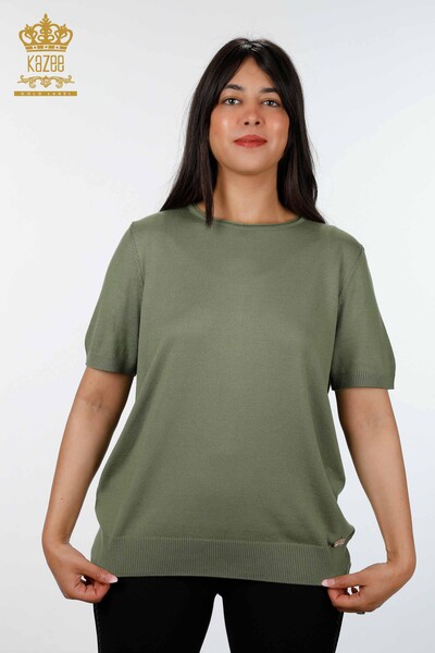 Wholesale Women's Knitwear Basic Short Sleeve Round Neck Viscose - 16271 | KAZEE - Thumbnail