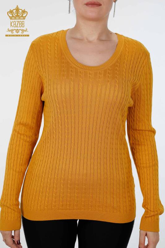 Wholesale Women's Knitwear Basic Viscose Crew Neck Long Sleeve - 15221 | KAZEE
