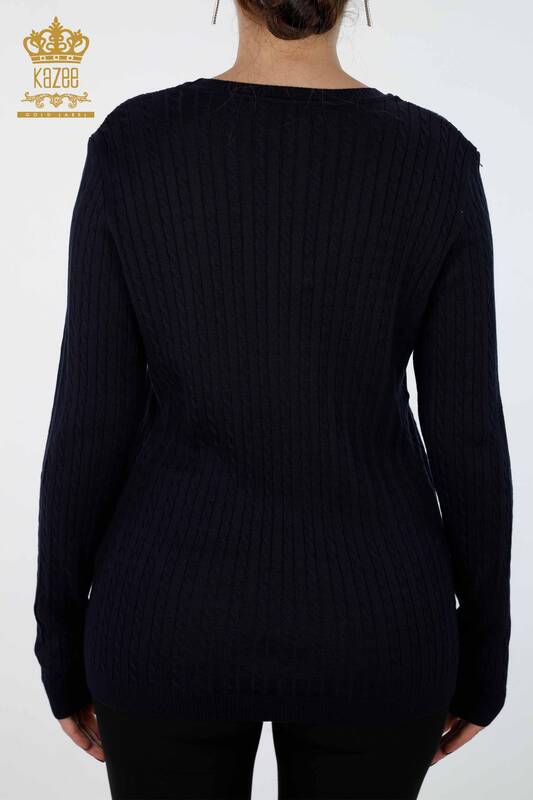 Wholesale Women's Knitwear Basic Viscose Crew Neck Long Sleeve - 15221 | KAZEE