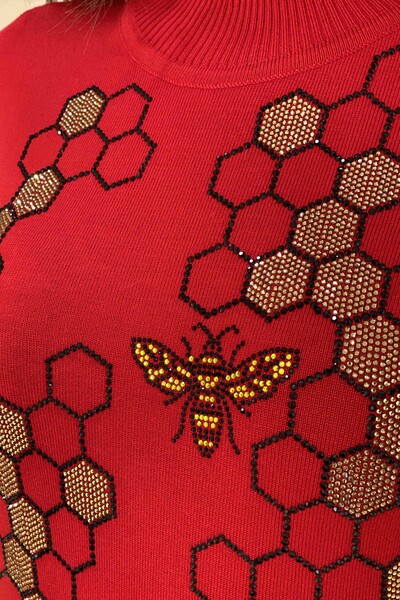 Wholesale Women's Knitwear Bee Figured Stone Embroidered - 15880 | KAZEE - Thumbnail