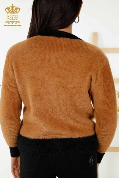 Wholesale Women's Knitwear Cardigan Angora Buttoned Tan - 30094 | KAZEE - Thumbnail