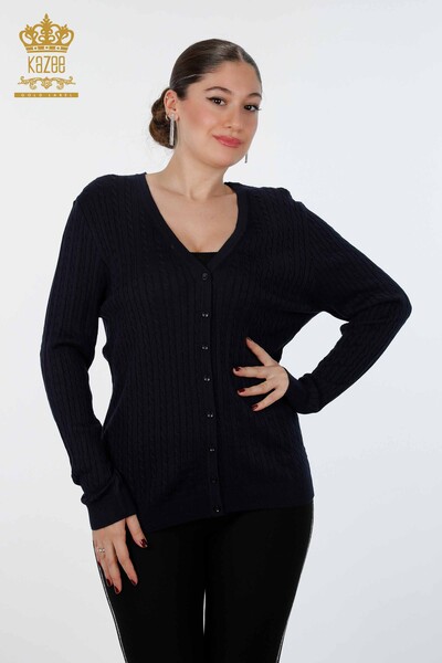 Wholesale Women's Knitwear Cardigan Button Detailed Long Basic Viscose - 15661 | KAZEE - Thumbnail