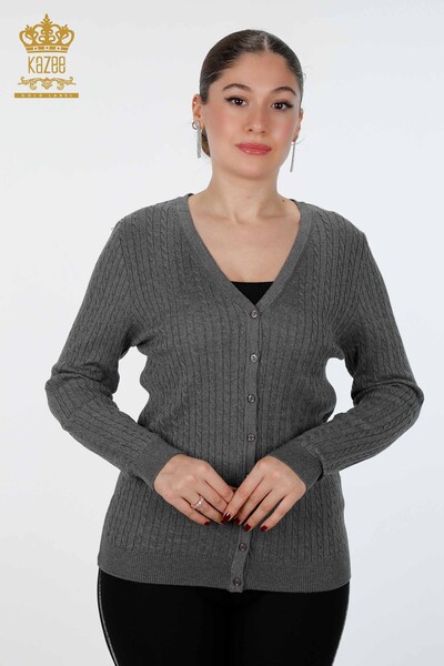 Wholesale Women's Knitwear Cardigan Button Detailed Long Basic Viscose - 15661 | KAZEE - Thumbnail