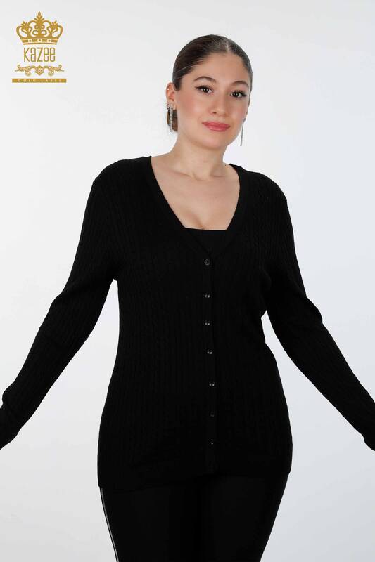 Wholesale Women's Knitwear Cardigan Button Detailed Long Basic Viscose - 15661 | KAZEE