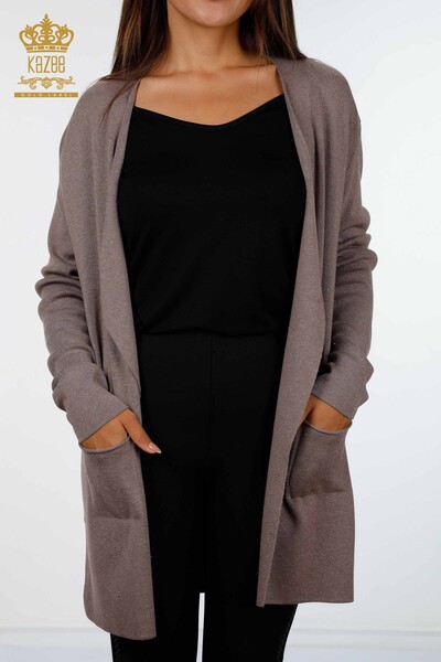 Wholesale Women's Knitwear Cardigan Long Pocket Detailed Viscose - 16871 | KAZEE - 18