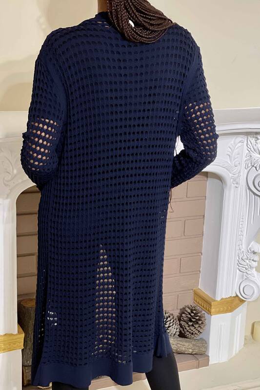 Wholesale Women's Knitwear Cardigan Loose Long Detailed - 16250 | KAZEE