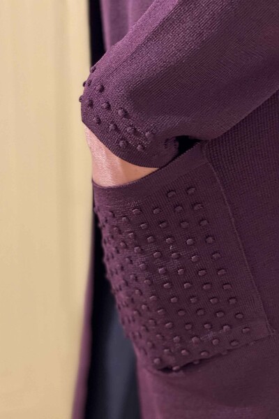 Wholesale Women's Knitwear Cardigan Sleeves Patterned - 15730 | KAZEE - Thumbnail