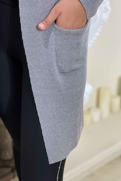 Wholesale Women's Knitwear Cardigan Two Pocket Long - 15745 | KAZEE - Thumbnail