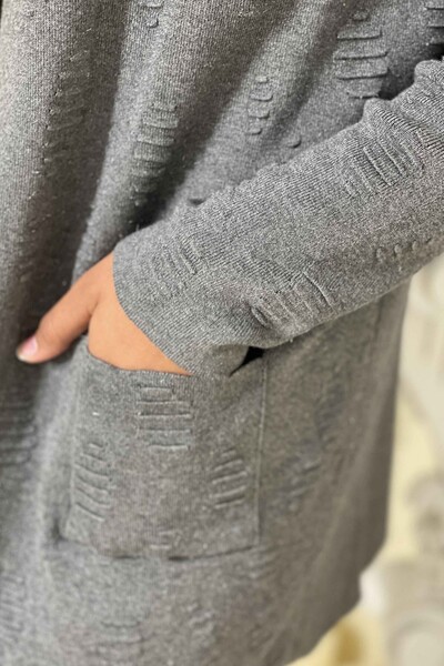 Wholesale Women's Knitwear Cardigan With Two Pockets - 15439 | KAZEE - Thumbnail