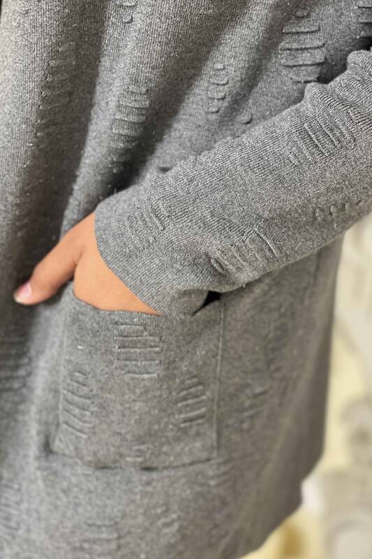 Wholesale Women's Knitwear Cardigan With Two Pockets - 15439 | KAZEE