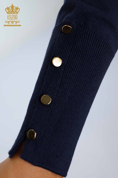 Wholesale Women's Knitwear Cardigan V Neck Pocket Cuff Button Detailed - 15945 | KAZEE - Thumbnail