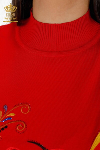 Wholesale Women's Knitwear Colored Bird Patterned American Model Stone - 16690 | KAZEE - Thumbnail
