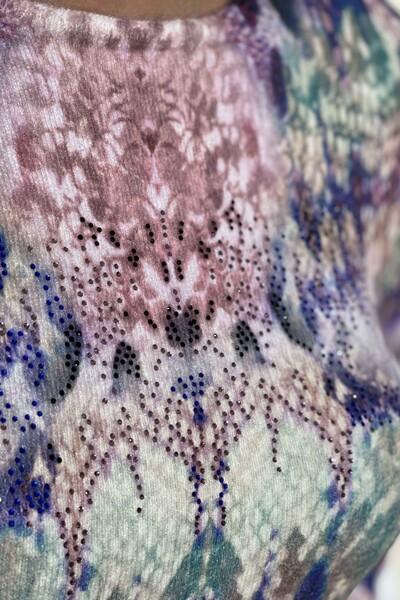 Wholesale Women's Knitwear Digital Print Angora Patterned Stone - 18611 | KAZEE - Thumbnail