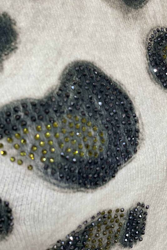 Wholesale Women's Knitwear Digital Print Angora Stone Embroidered - 18777 | KAZEE