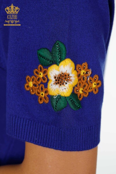 Wholesale Women's Knitwear Flower Patterned Saks - 16811 | KAZEE - Thumbnail