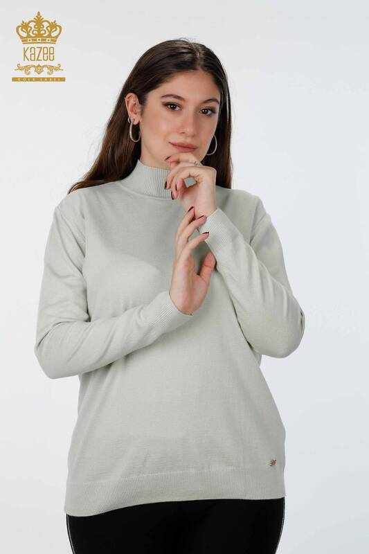 Wholesale Women's Knitwear Standing Collar Long Sleeve Basic Viscose - 15670 | KAZEE