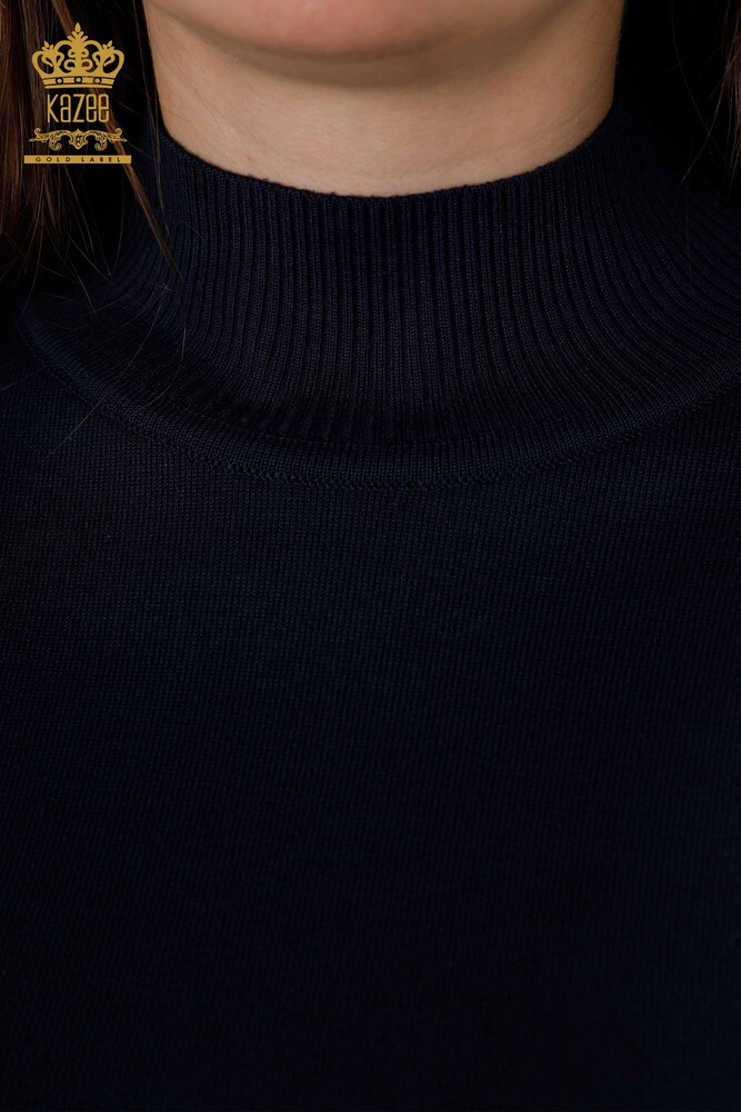 Wholesale Women's Knitwear Standing Collar Long Sleeve Basic Viscose - 15670 | KAZEE - 8