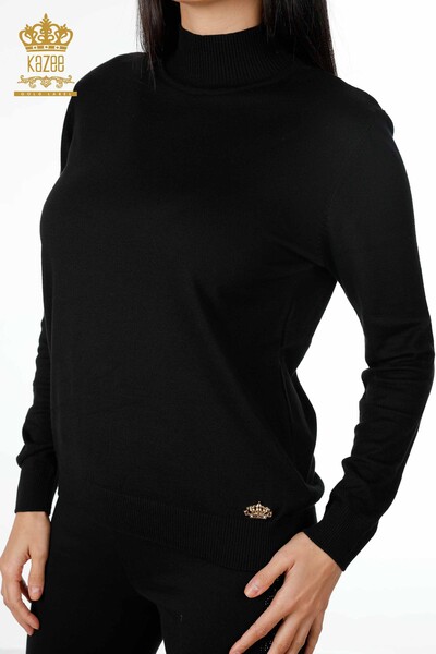 Wholesale Women's Knitwear Standing Collar Long Sleeve Basic Viscose - 15670 | KAZEE - 17