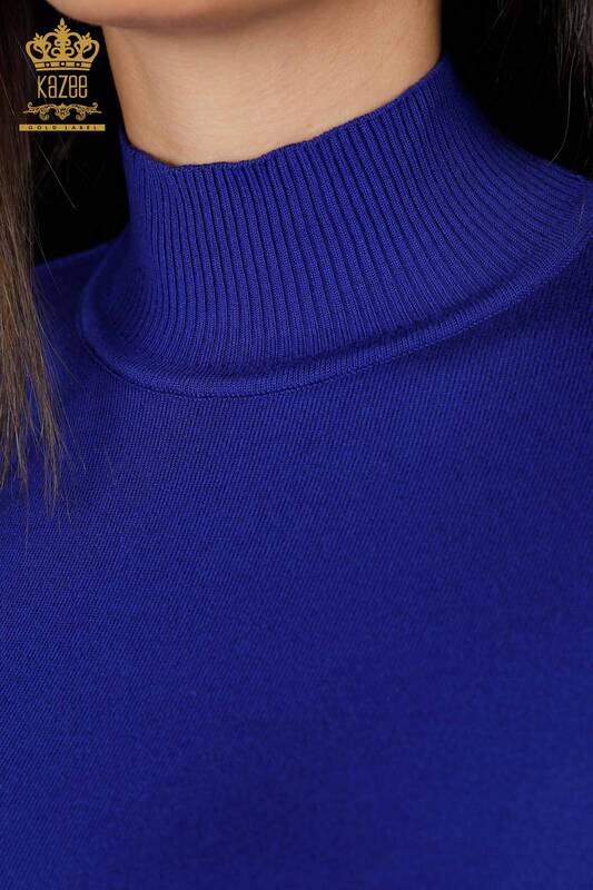 Wholesale Women's Knitwear Standing Collar Long Sleeve Basic Viscose - 15670 | KAZEE
