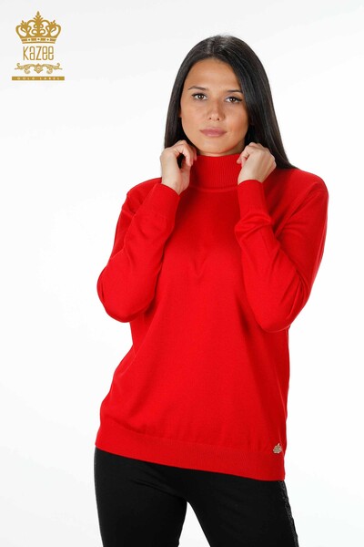 Wholesale Women's Knitwear Standing Collar Long Sleeve Basic Viscose - 15670 | KAZEE - 31