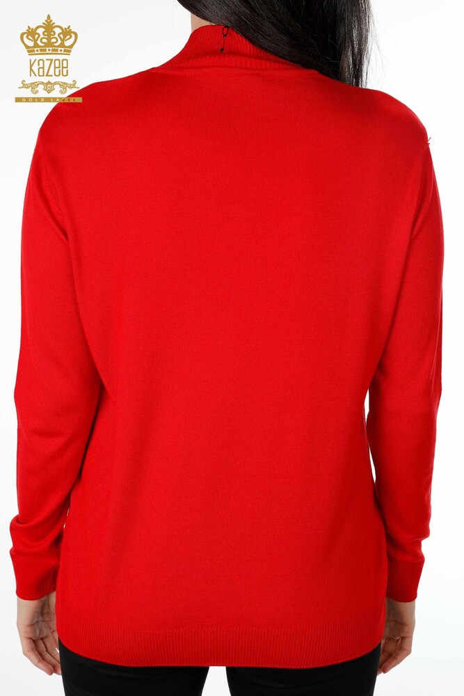 Wholesale Women's Knitwear Standing Collar Long Sleeve Basic Viscose - 15670 | KAZEE - 35