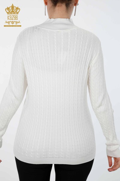 Wholesale Women's Knitwear Standing Collar Long Sleeve Viscose Basic - 15226 | KAZEE - Thumbnail