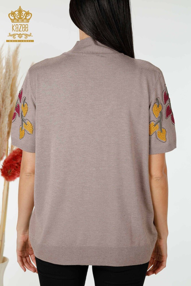 Wholesale Women's Knitwear Leaf Patterned Mink - 16753 | KAZEE - 8