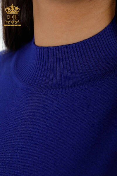 Wholesale Women's Knitwear Line Text Stone Embroidered Sleeve Strip Detailed - 16933 | KAZEE - Thumbnail
