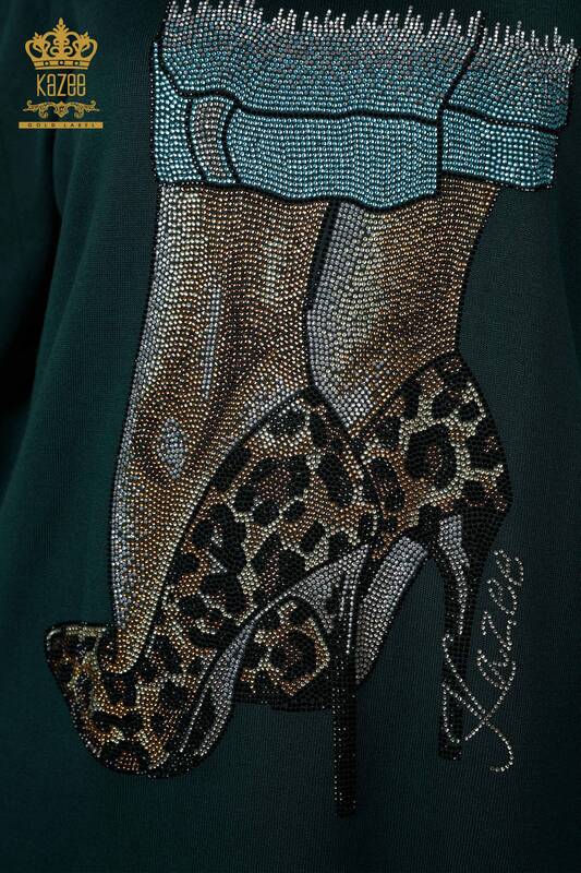 Wholesale Women's Knitwear Long Sleeve Patterned Stone Embroidered - 16623 | KAZEE
